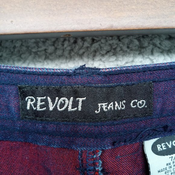 Revolt Pants Womens 7/8 Purple Mid Rise Bootcut‎ Denim Jeans Punk Kawaii - Picture 9 of 11